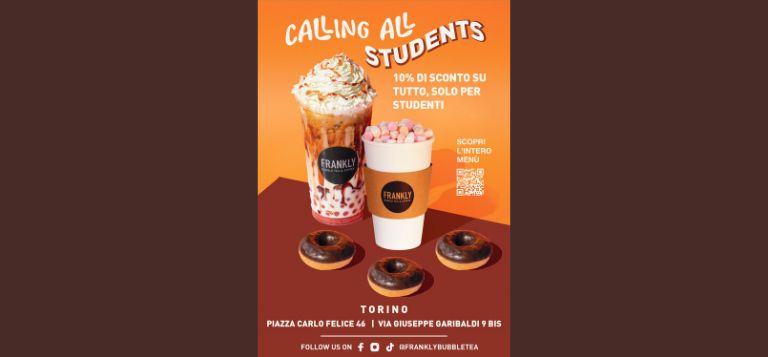 10% di sconto su tutto il menù per gli studenti IED!