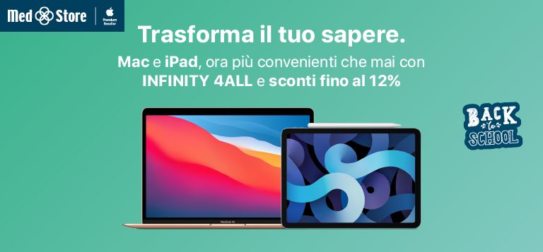 Back to School: 12% di sconto su Mac e 10% di sconto su iPad con Med Store!