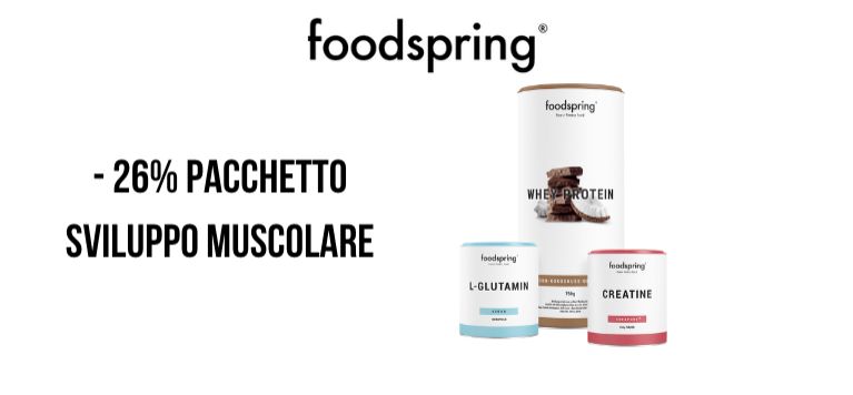 26% di sconto sul Pacchetto Sviluppo Muscolare Foodspring!