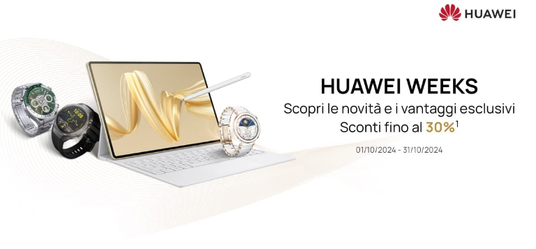 Huawei Weeks  30% + 8% extra sconto studenti